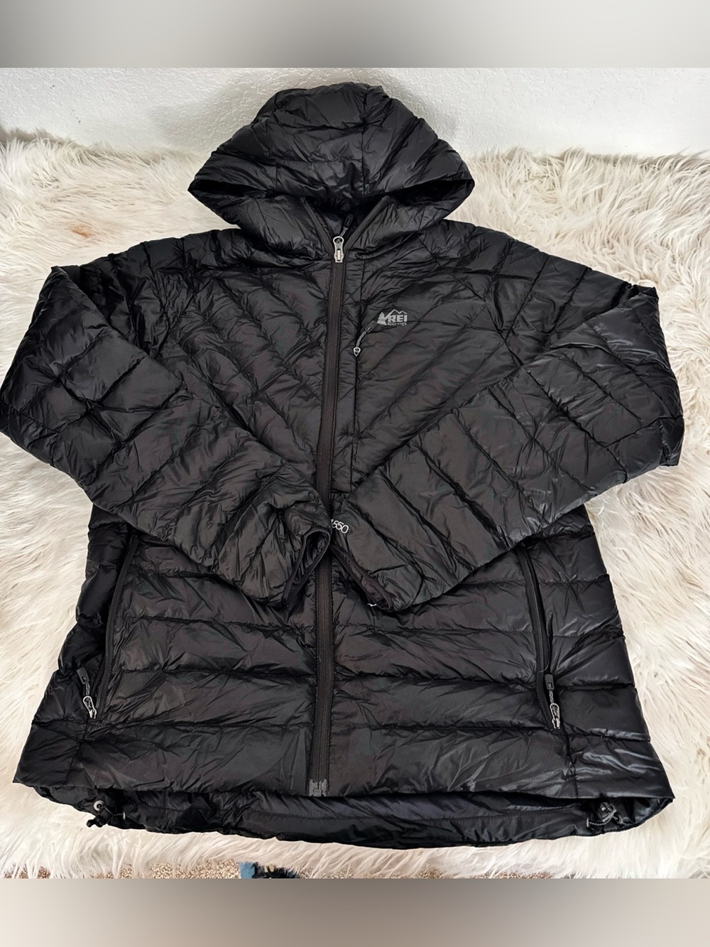 REI Women's Black Hooded Packable Puffer Coat